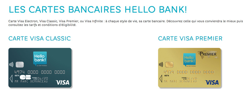 Cartes bancaires Hello Bank!